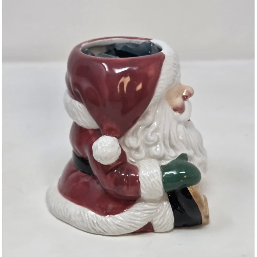 Fitz and Floyd Essentials Santa Claus Head Vase Candle Holder Vintage 1990s